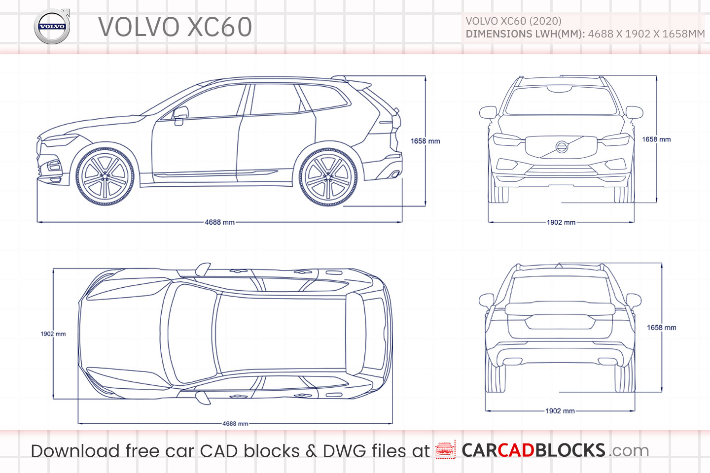 Volvo XC60 Free CAD block, DWG File