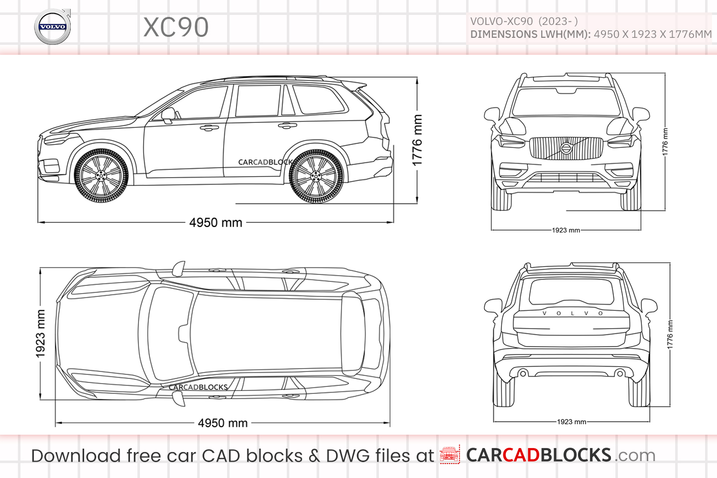 Volvo XC90 Free CAD block, DWG File